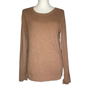 J. CREW Mercantile Sz M Brown Cotton Wool Blend Rounded Neck Long Sleeve Sweater